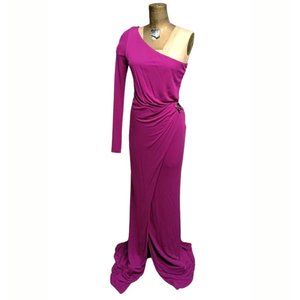ROBERTO CAVALLI FUSCHIA ONE-SHOULDER GOWN SZ 46